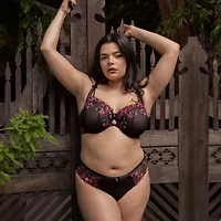 Curvy Couture Lush Embroidery Strappy Back Brief- 1615