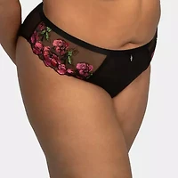 Curvy Couture Lush Embroidery Strappy Back Brief- 1615