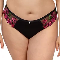 Curvy Couture Lush Embroidery Strappy Back Brief- 1615