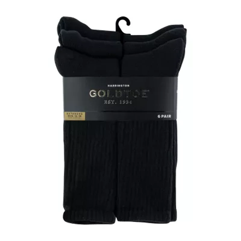Gold Toe Harrington Mens 6 Pair Big and Tall Crew Socks