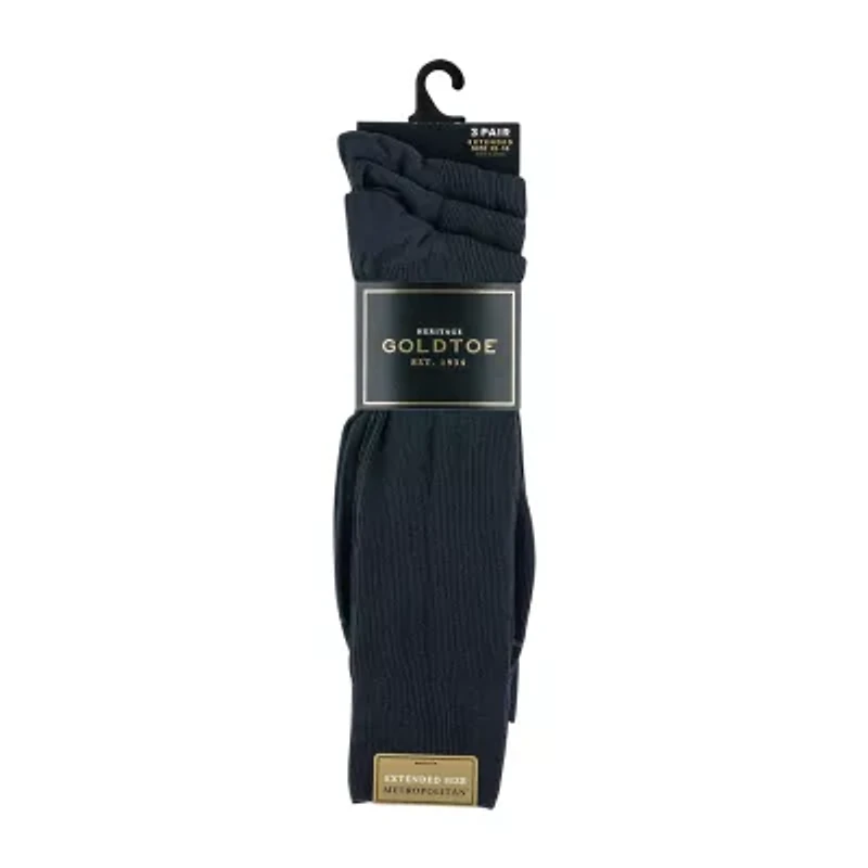 Gold Toe Metropolitan Dress Mens 3 Pair Big and Tall Crew Socks