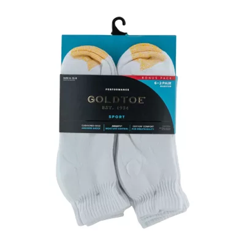 Gold Toe Athletic Sport Bonus Pack Mens 8 Pair Quarter Ankle Socks