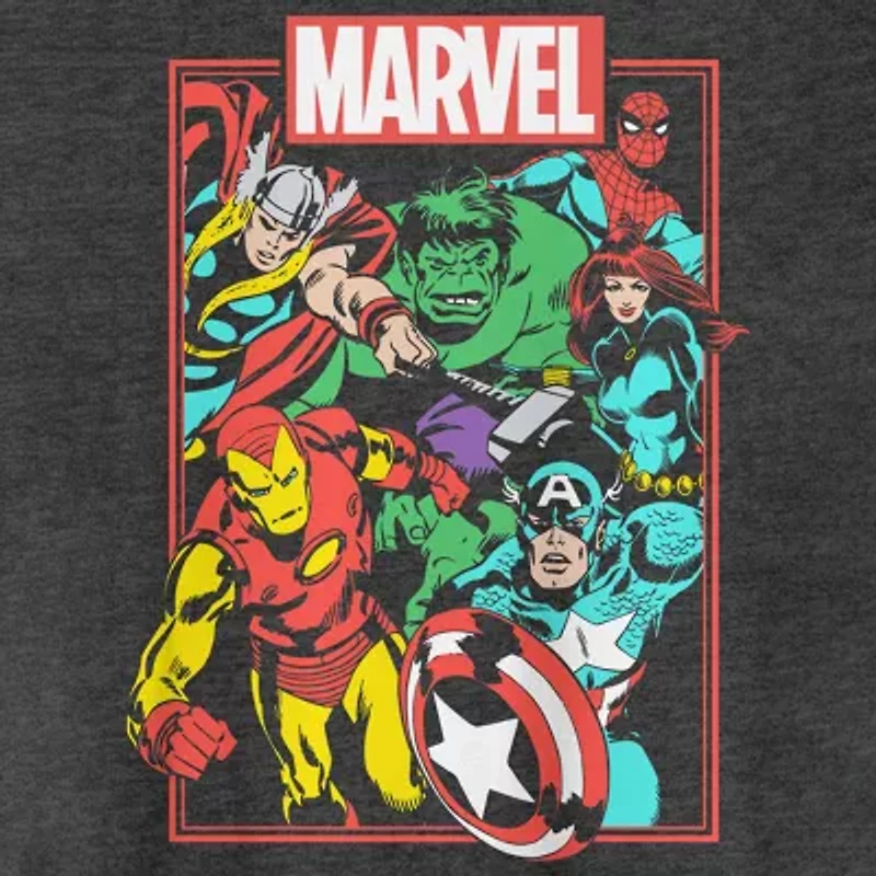 Mens Crew Neck Short Sleeve Regular Fit Marvel Big and Tall Graphic T-Shirt