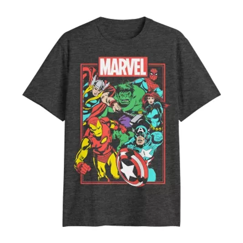 Mens Crew Neck Short Sleeve Regular Fit Marvel Big and Tall Graphic T-Shirt
