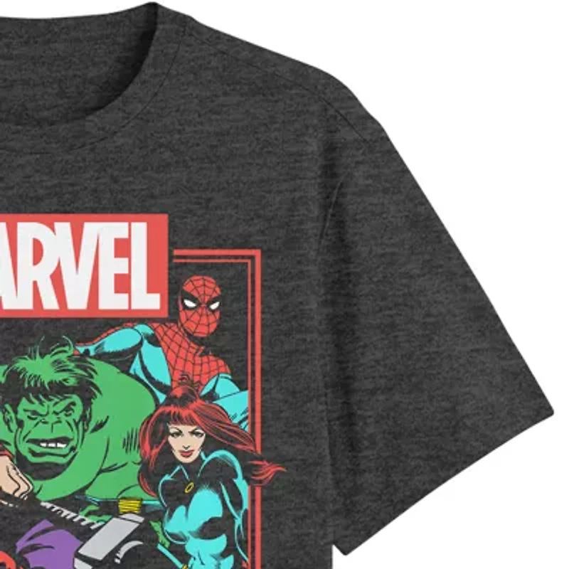 Mens Crew Neck Short Sleeve Regular Fit Marvel Big and Tall Graphic T-Shirt