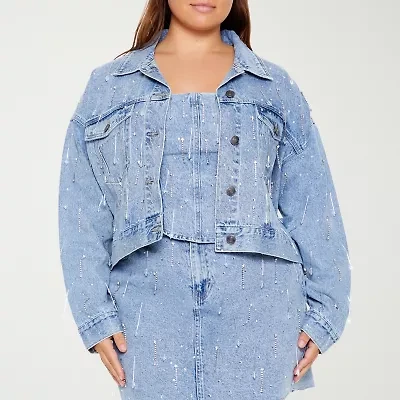 Forever 21 Embellished Womens Denim Lightweight Juniors Trucker Jacket