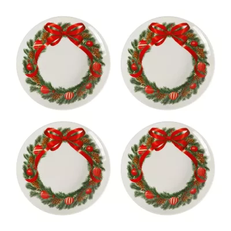 Martha Stewart Festive Bow 4-pc. Ceramic Dessert Plate