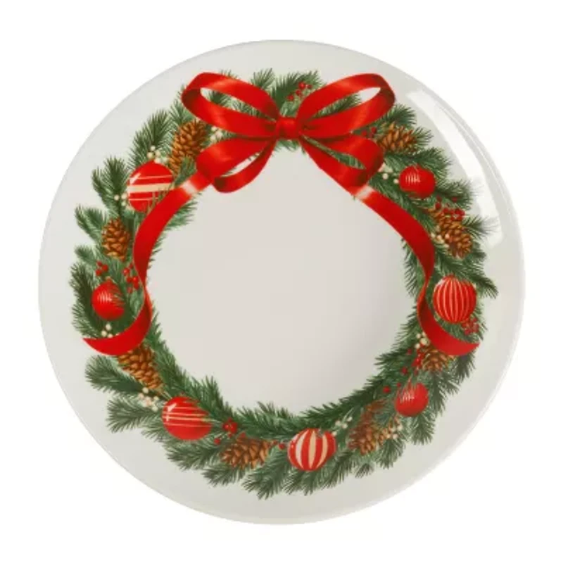 Martha Stewart Festive Bow 4-pc. Ceramic Dessert Plate