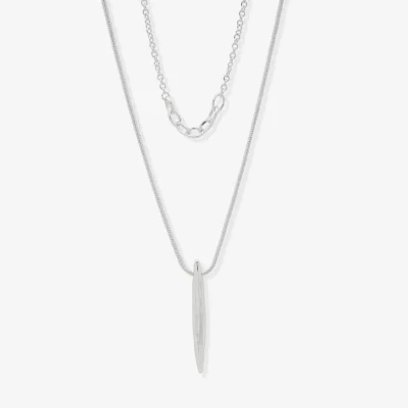 Worthington Silver Tone Womens Inch Pendant Necklace