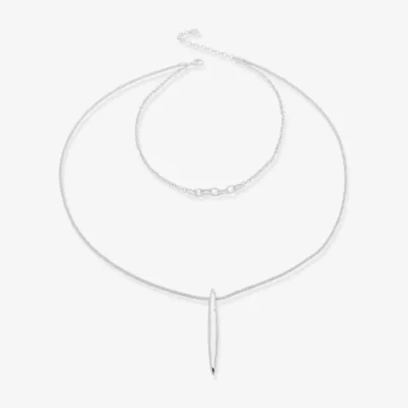 Worthington Silver Tone Womens Inch Pendant Necklace