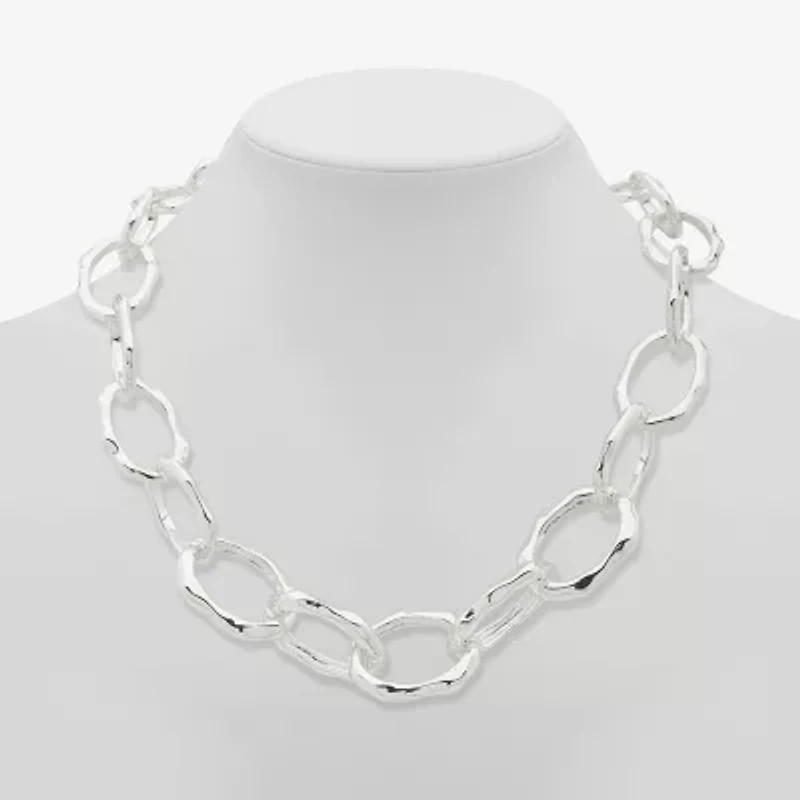 Worthington Silver Tone Womens 17 Inch Collar Necklace