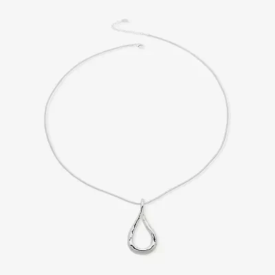 Worthington Silver Tone Womens 34 Inch Pendant Necklace