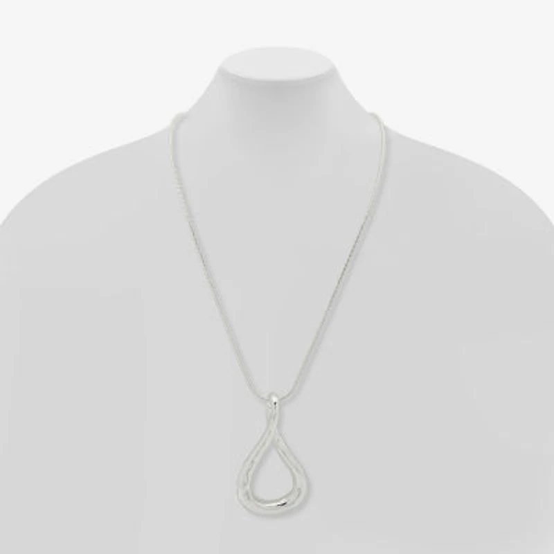 Worthington Silver Tone Womens 34 Inch Pendant Necklace