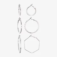Bijoux Bar Delicates Silver Tone Womens Glass 3 Pair Earring Set