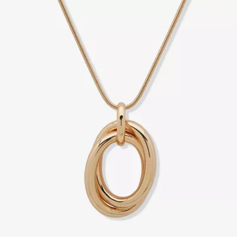 Worthington Gold Tone Womens Inch Pendant Necklace