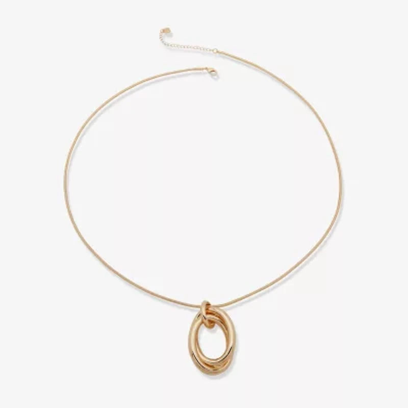 Worthington Gold Tone Womens Inch Pendant Necklace