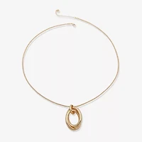 Worthington Gold Tone Womens Inch Pendant Necklace