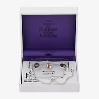 Disney Classics Sally & Jack Skellington Womens Cubic Zirconia 18K Rose Gold Over Brass Heart Nightmare Before Christmas Bolo Bracelet