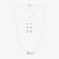 Sparkle Allure Womens Cubic Zirconia 14K Gold Over Brass Pure Silver Over Brass Heart Infinity 4-pc. Jewelry Set
