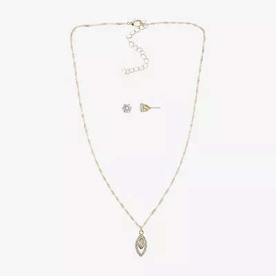 Sparkle Allure Halo Womens Cubic Zirconia 14K Gold Over Brass Marquise 2-pc. Jewelry Set