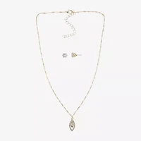 Sparkle Allure Halo Womens Cubic Zirconia 14K Gold Over Brass Marquise 2-pc. Jewelry Set