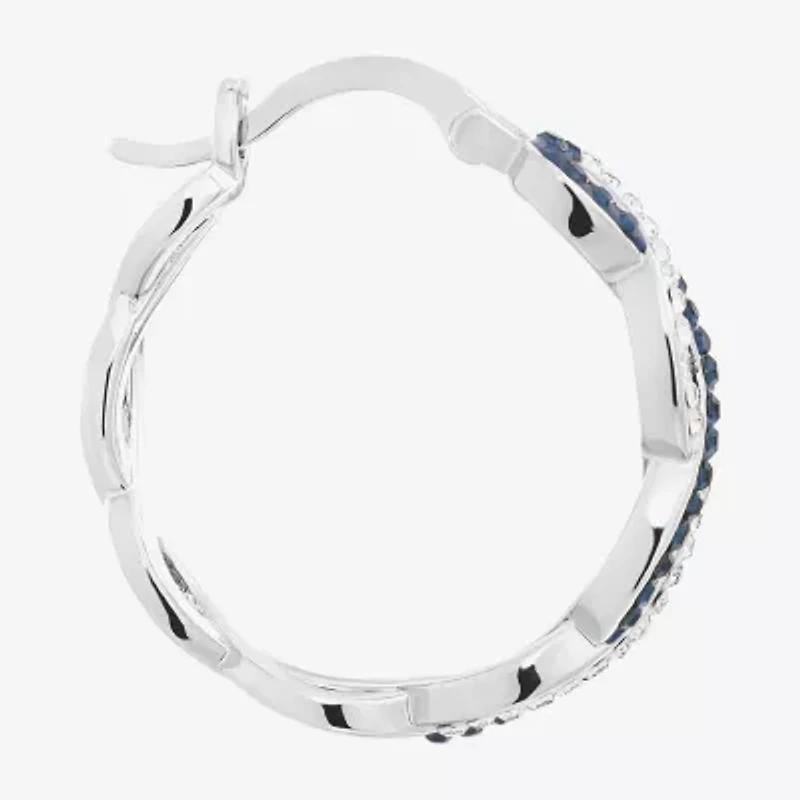 Sparkle Allure Womens Blue Crystal 21.1mm Hoop Earrings