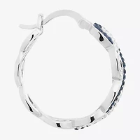 Sparkle Allure Womens Blue Crystal 21.1mm Hoop Earrings