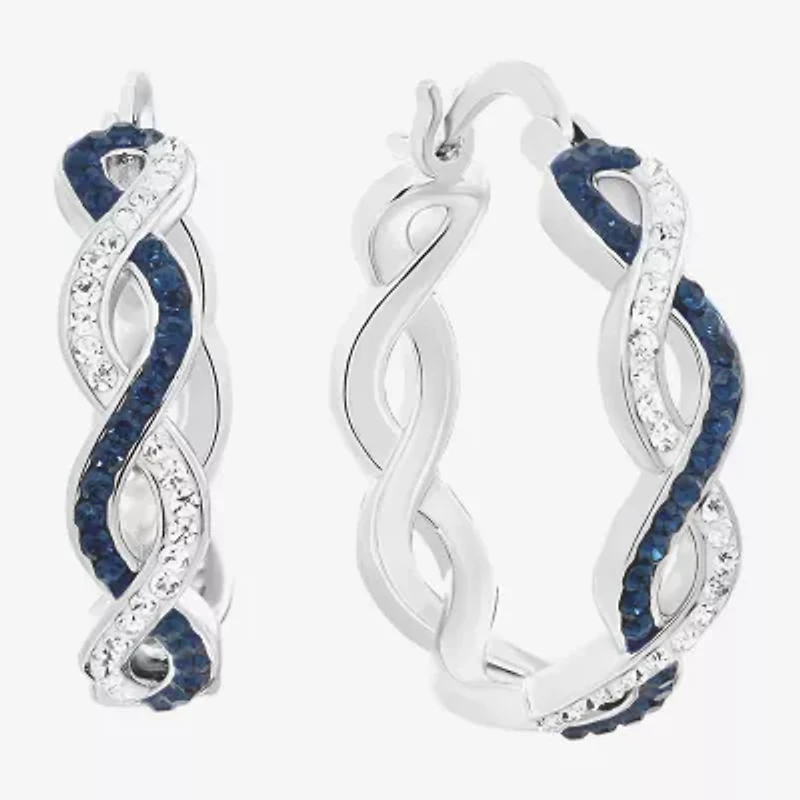 Sparkle Allure Womens Blue Crystal 21.1mm Hoop Earrings