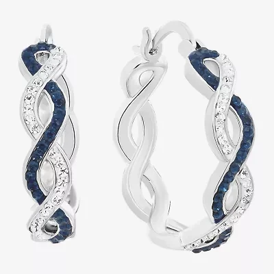 Sparkle Allure Womens Blue Crystal 21.1mm Hoop Earrings