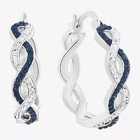 Sparkle Allure Womens Blue Crystal 21.1mm Hoop Earrings