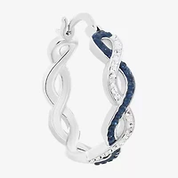 Sparkle Allure Womens Blue Crystal 21.1mm Hoop Earrings