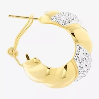 Sparkle Allure Womens Crystal 14K Gold Over Brass 25.6mm Hoop Earrings