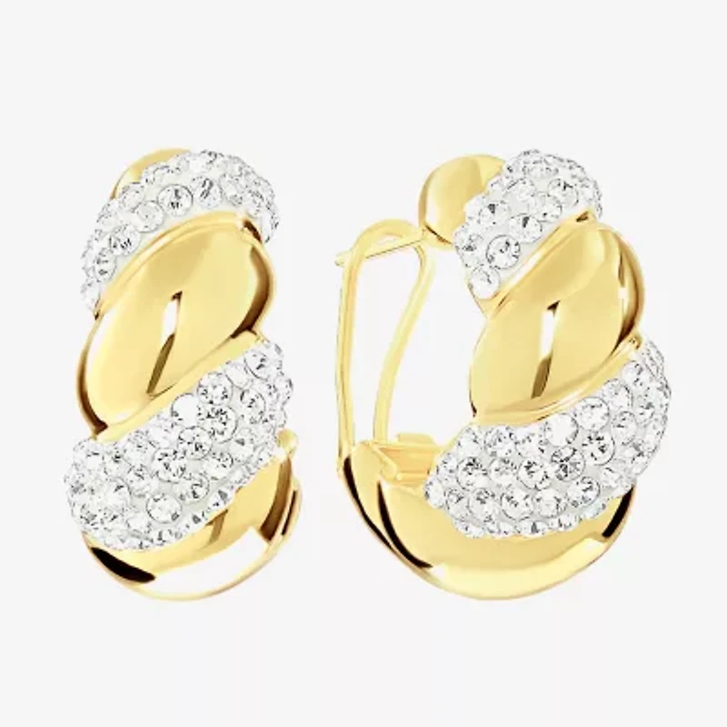 Sparkle Allure Womens Crystal 14K Gold Over Brass 25.6mm Hoop Earrings
