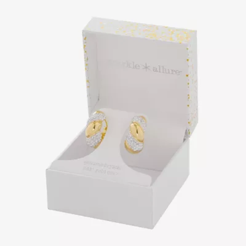 Sparkle Allure Womens Crystal 14K Gold Over Brass 25.6mm Hoop Earrings
