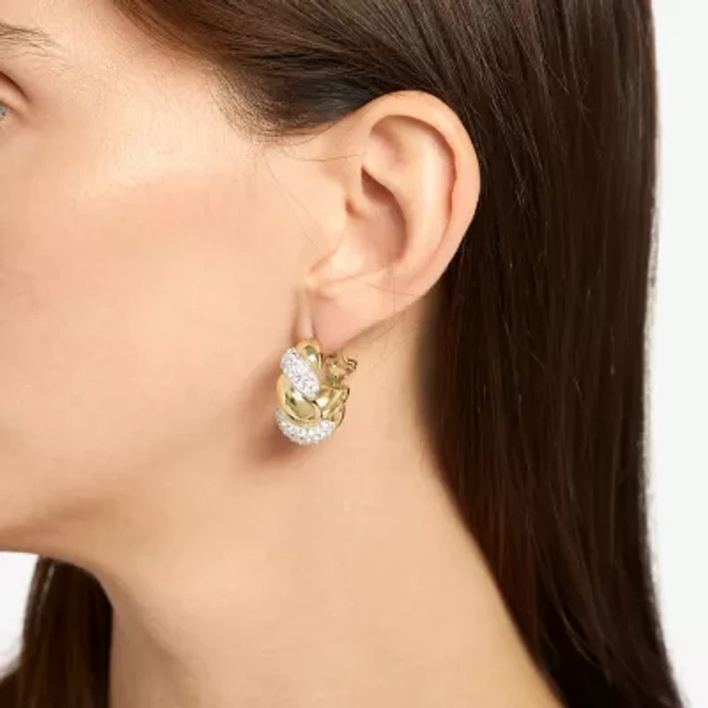 Sparkle Allure Womens Crystal 14K Gold Over Brass 25.6mm Hoop Earrings