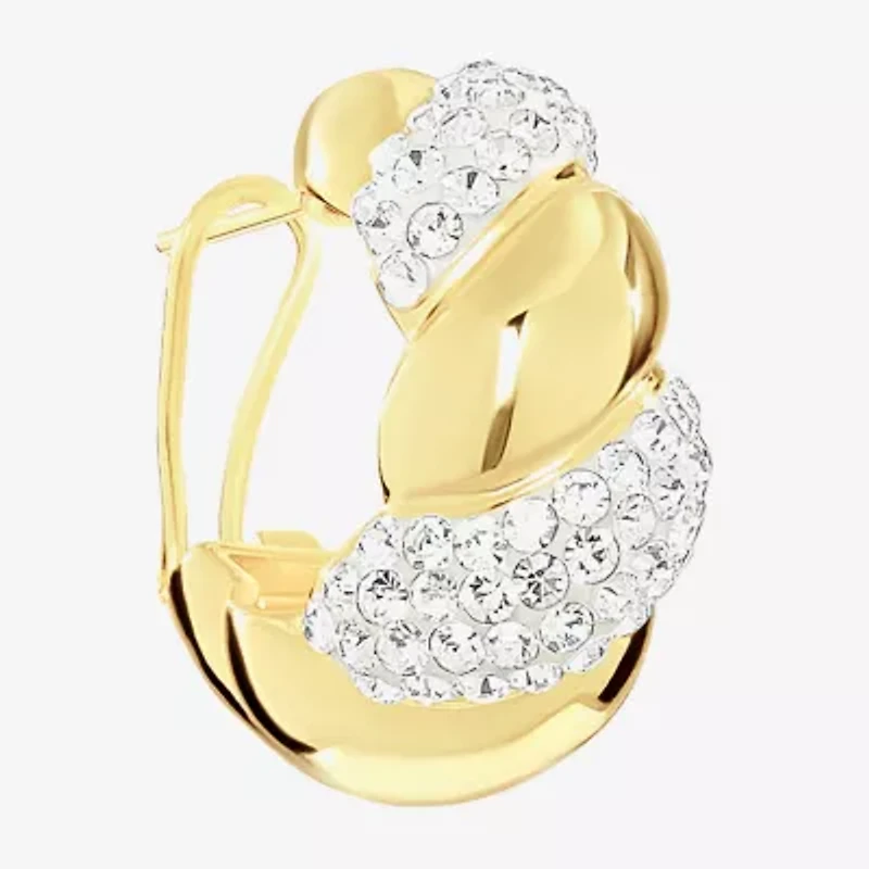 Sparkle Allure Womens Crystal 14K Gold Over Brass 25.6mm Hoop Earrings