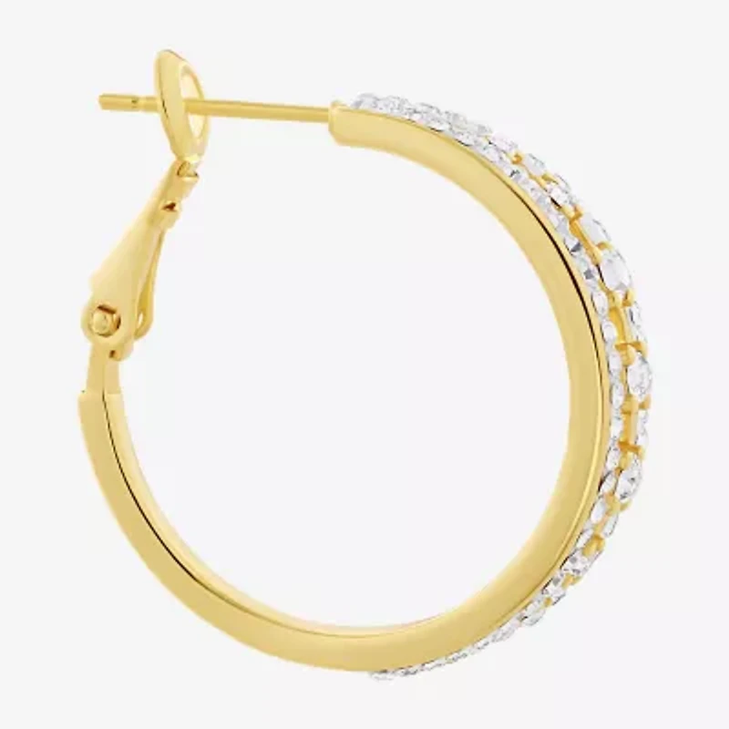 Sparkle Allure Womens Crystal 14K Gold Over Brass 25.9mm Hoop Earrings