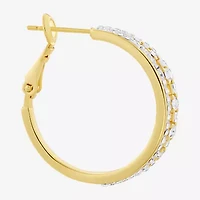 Sparkle Allure Womens Crystal 14K Gold Over Brass 25.9mm Hoop Earrings