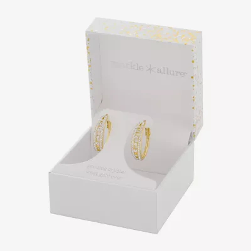 Sparkle Allure Womens Crystal 14K Gold Over Brass 25.9mm Hoop Earrings