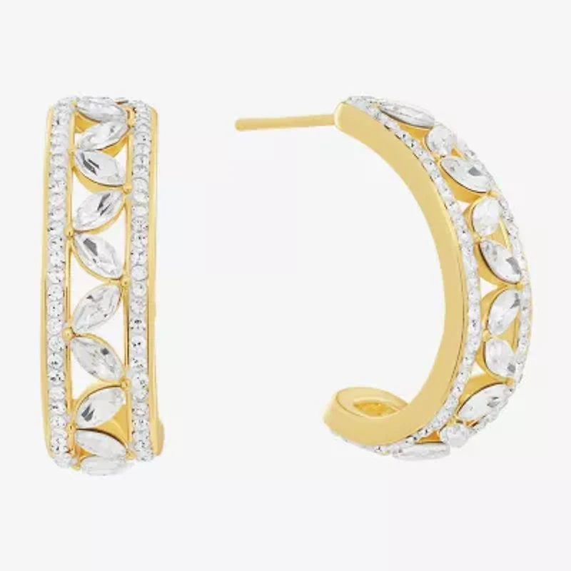 Sparkle Allure Womens Crystal 14K Gold Over Brass 26.1mm Hoop Earrings