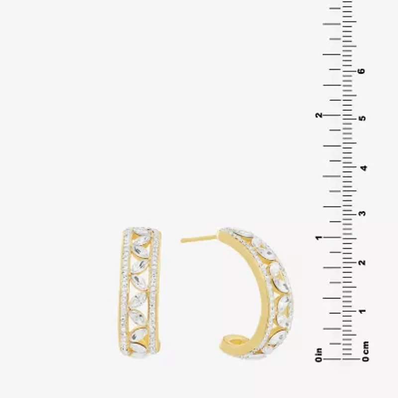 Sparkle Allure Womens Crystal 14K Gold Over Brass 26.1mm Hoop Earrings