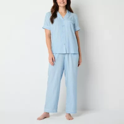 Liz Claiborne Womens Short Sleeve 2-pc. Tall Pajama Sets