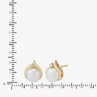 Certified Sofia™ Cultured Freshwater Pearl & Diamond-Accent 10K Gold Earrings