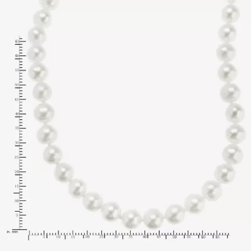 Womens White 10K Gold 18 Inch Strand Necklace