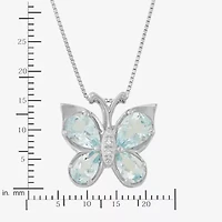 Aquamarine & Diamond-Accent Butterfly Pendant Necklace