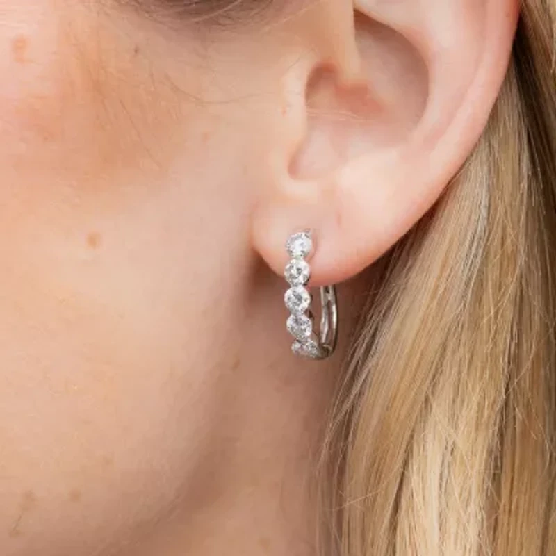 Floating Diamonds (F / Vs2) Womens 2 CT. T.W. Lab Grown White Diamond 14K White Gold 19.8mm Hoop Earrings