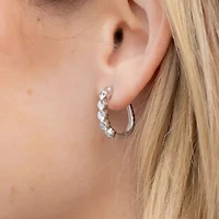 Floating Diamonds (F / Vs2) Womens 2 CT. T.W. Lab Grown White Diamond 14K White Gold 19.8mm Hoop Earrings