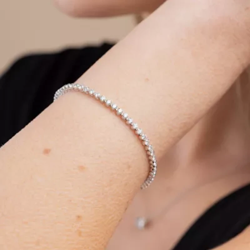 Floating Diamonds (F / Vs2) Womens 5 CT. T.W. Lab Grown White Diamond 14K White Gold 7.25 Inch Tennis Bracelet