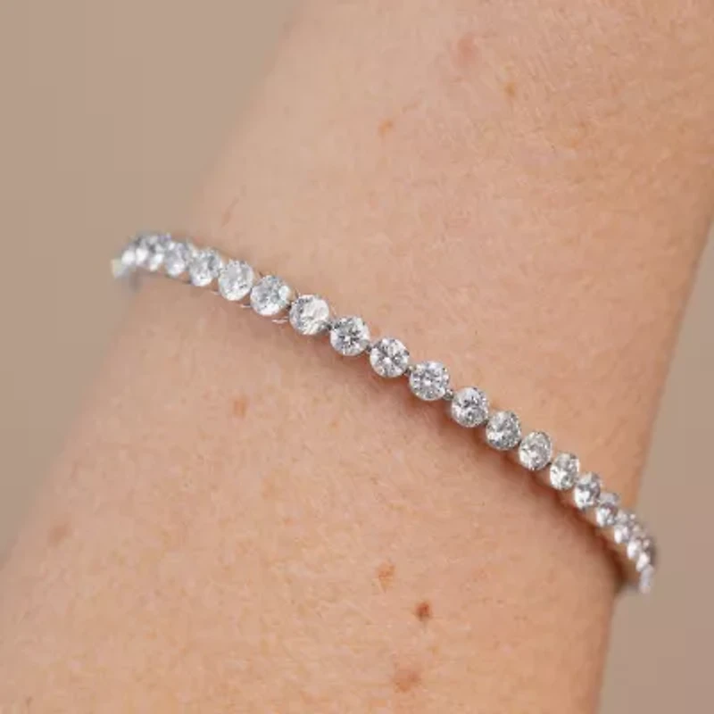 Floating Diamonds (F / Vs2) Womens 5 CT. T.W. Lab Grown White Diamond 14K White Gold 7.25 Inch Tennis Bracelet