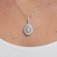 (G / Si2) Womens 2 CT. T.W. Lab Grown White Diamond 14K White Gold Pear 18 Inch Pendant Necklace